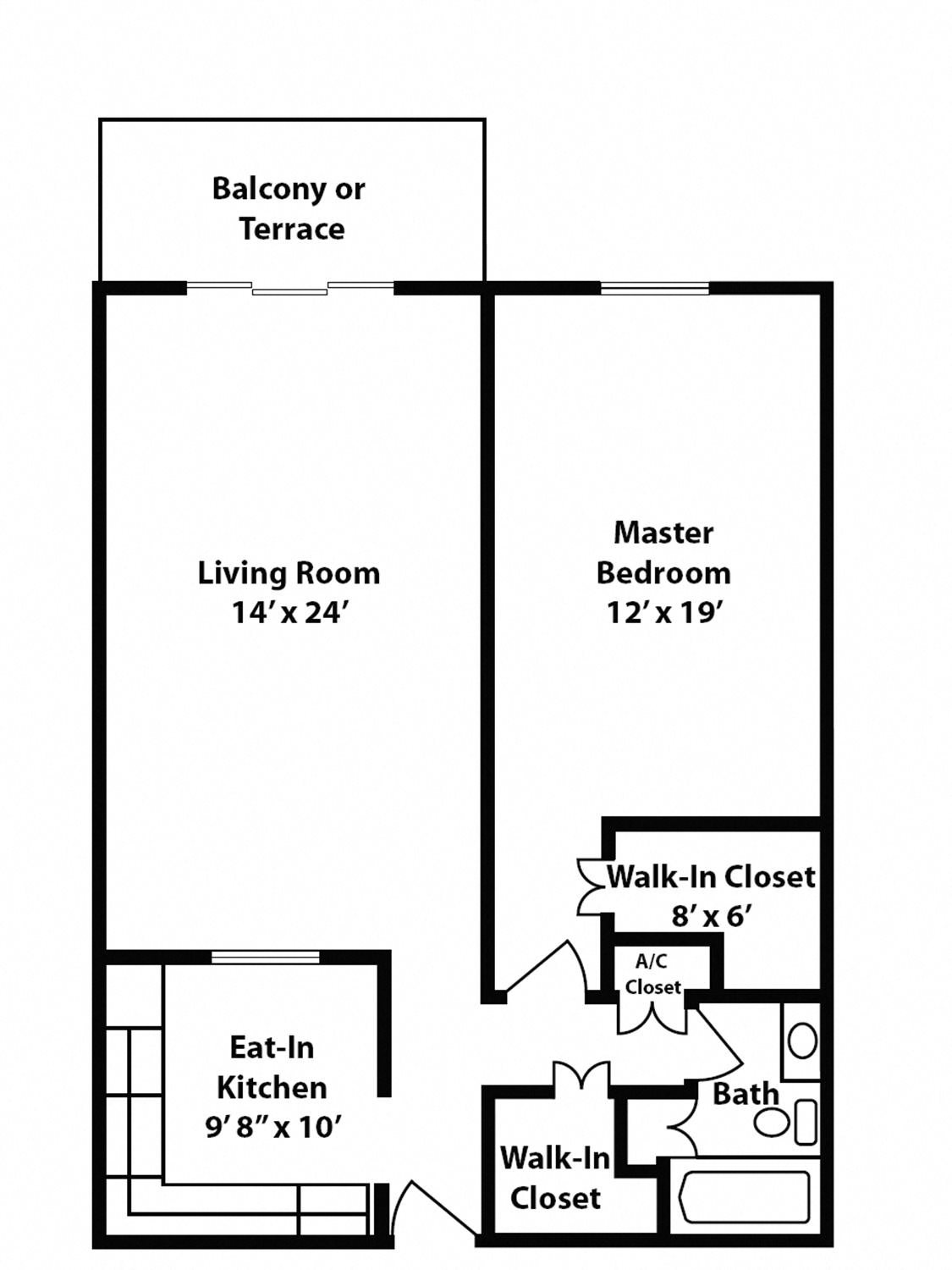 Classic - 1 Bedroom - Belvedere Floor Plan 1